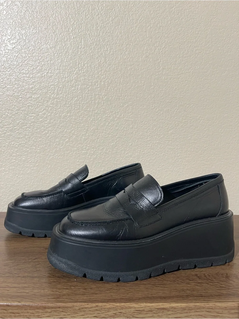 Free People Black Platform Penny Loafers
